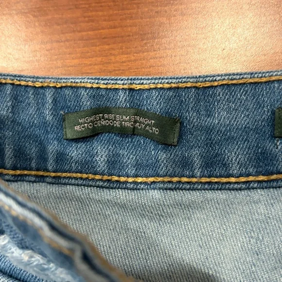 Wild Fable Highest Rise Slim Straight Patchwork Two Toned Denim Jeans Size 00 - Picture 3 of 9